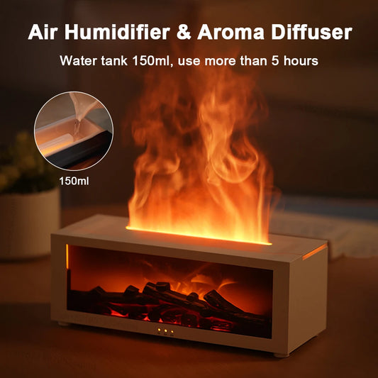 Essential Oil Humidifier - Flame Design with LED Light & Remote