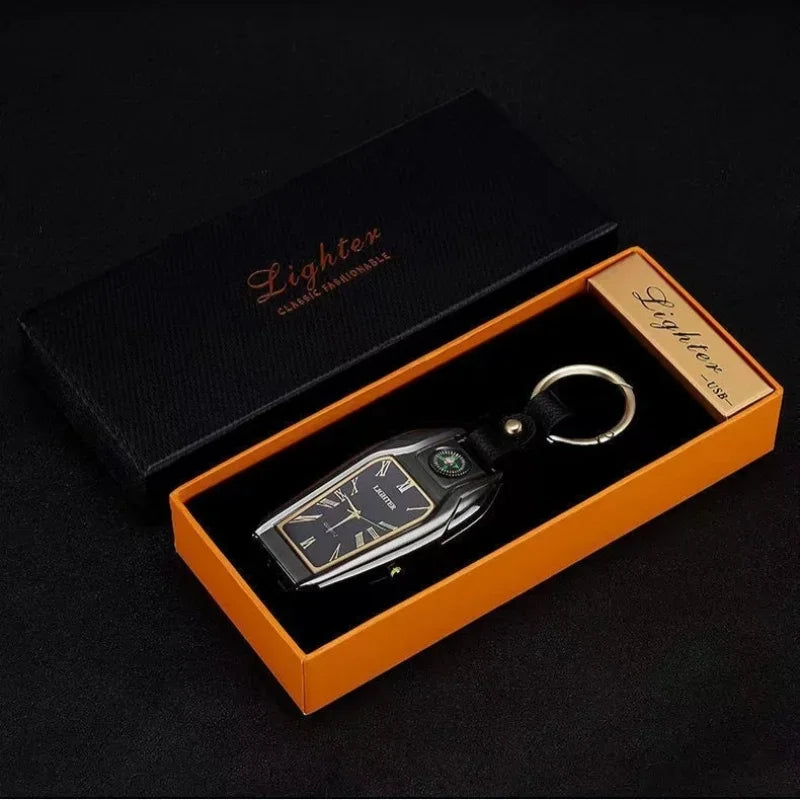 Outdoor Survival Keychain: Watch, Lighter & Compass