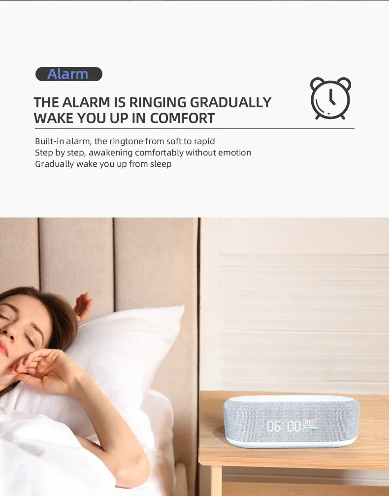 3-in-1 Alarm Clock: Wireless Charger, Lamp & Thermometer