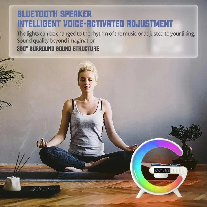 Multifunction RGB Speaker Alarm Clock & Wireless Charging Dock Station