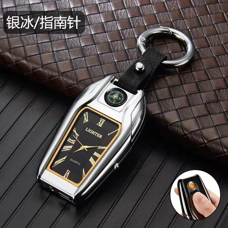 Outdoor Survival Keychain: Watch, Lighter & Compass
