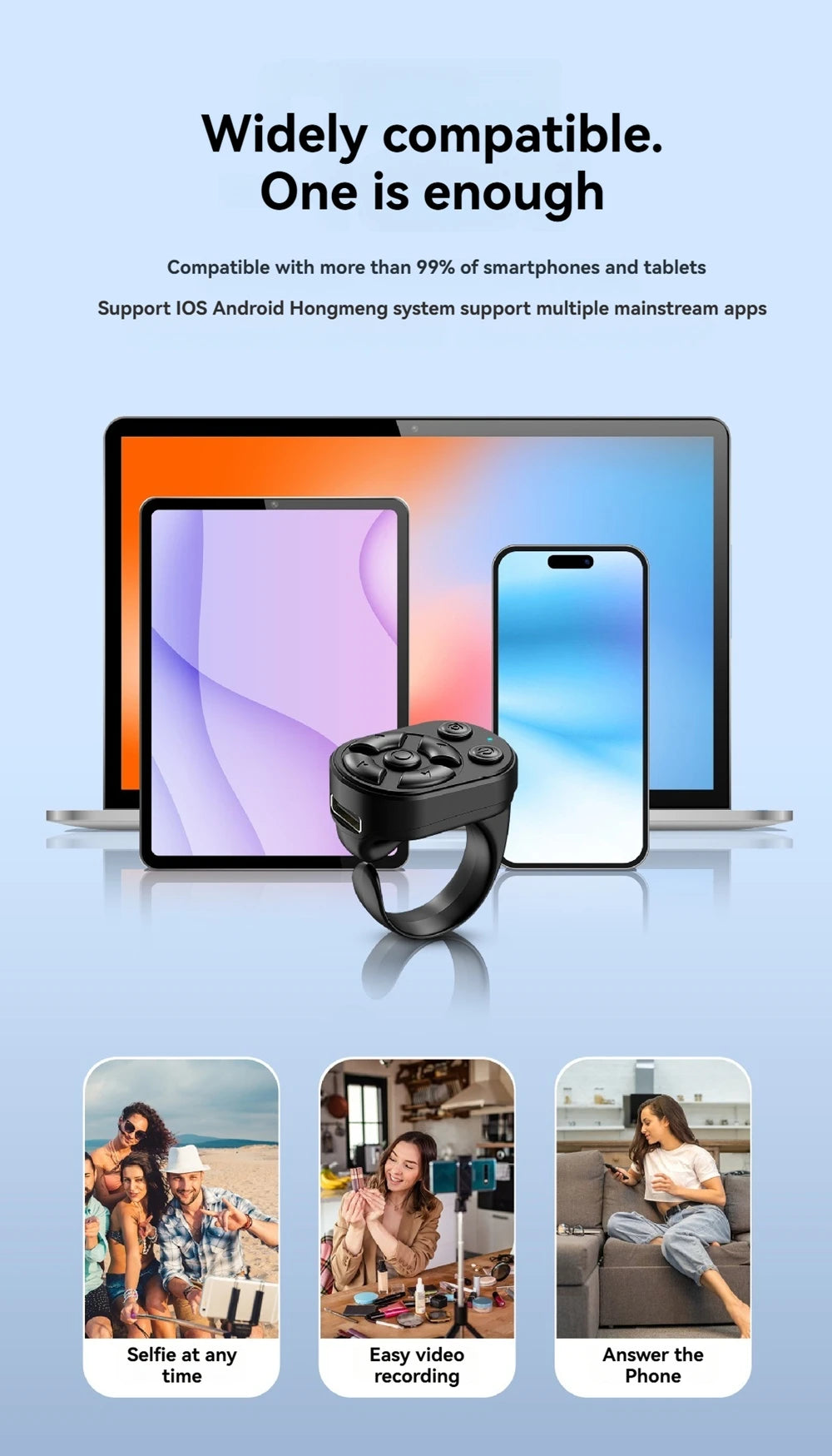 K2 Bluetooth TikTok Remote Ring & Selfie Controller