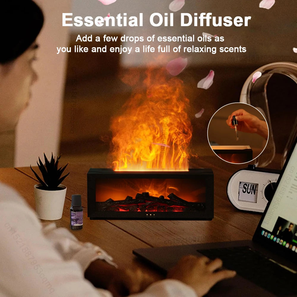 Essential Oil Humidifier - Flame Design with LED Light & Remote