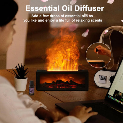 Essential Oil Humidifier - Flame Design with LED Light & Remote