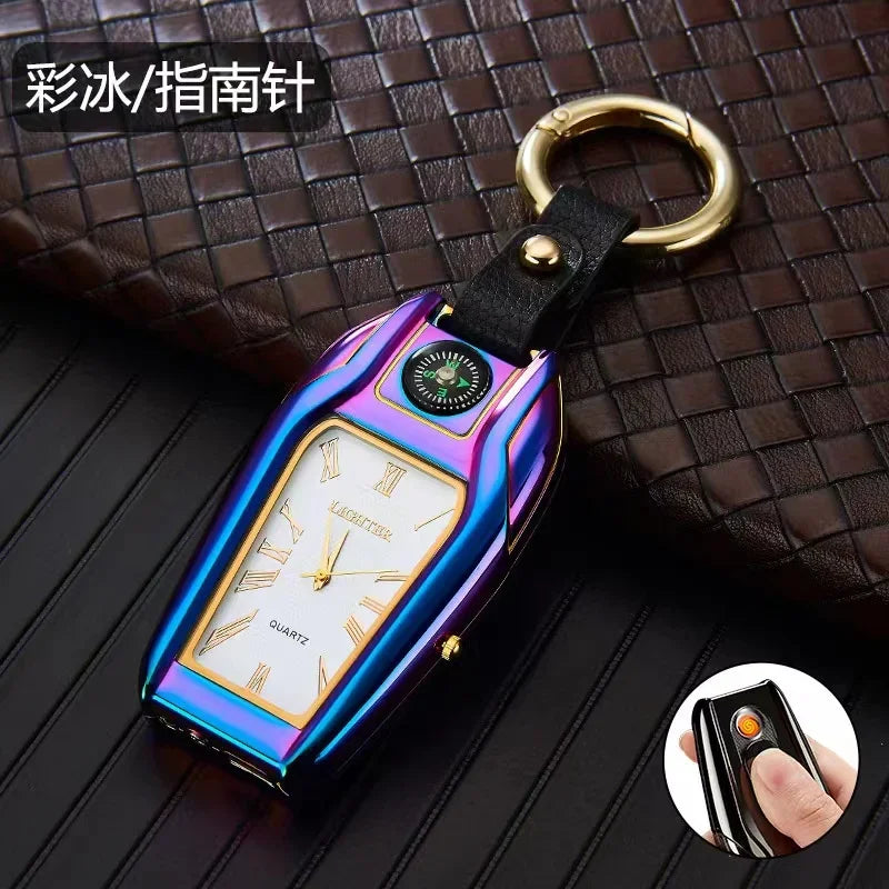 Outdoor Survival Keychain: Watch, Lighter & Compass