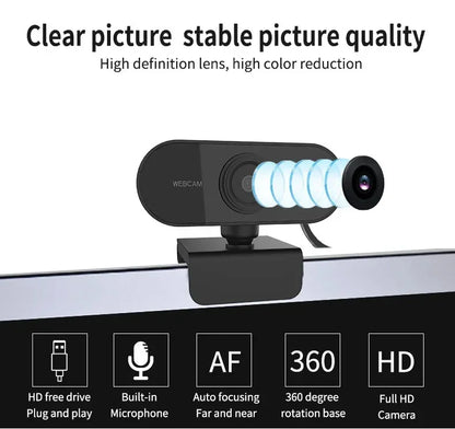1080P HD USB Webcam with Built-in Microphone & Tripod