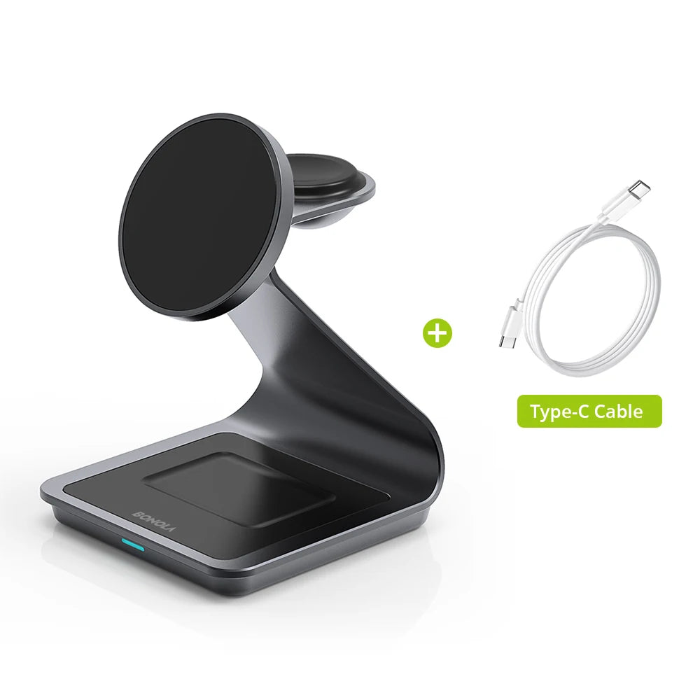 BONOLA 3-in-1 Magnetic Charger for Smart Phone, Watch & AirPods