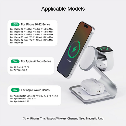 BONOLA 3-in-1 Magnetic Charger for Smart Phone, Watch & AirPods