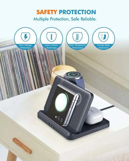 Foldable 3 in 1 Wireless Charging Dock for Mobile, Watch & Ear Buds