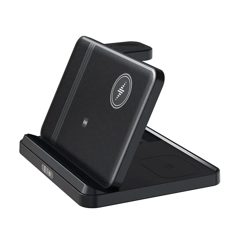 3-in-1 Foldable Fast Wireless Charger for Smart phones, Earbuds & Watch