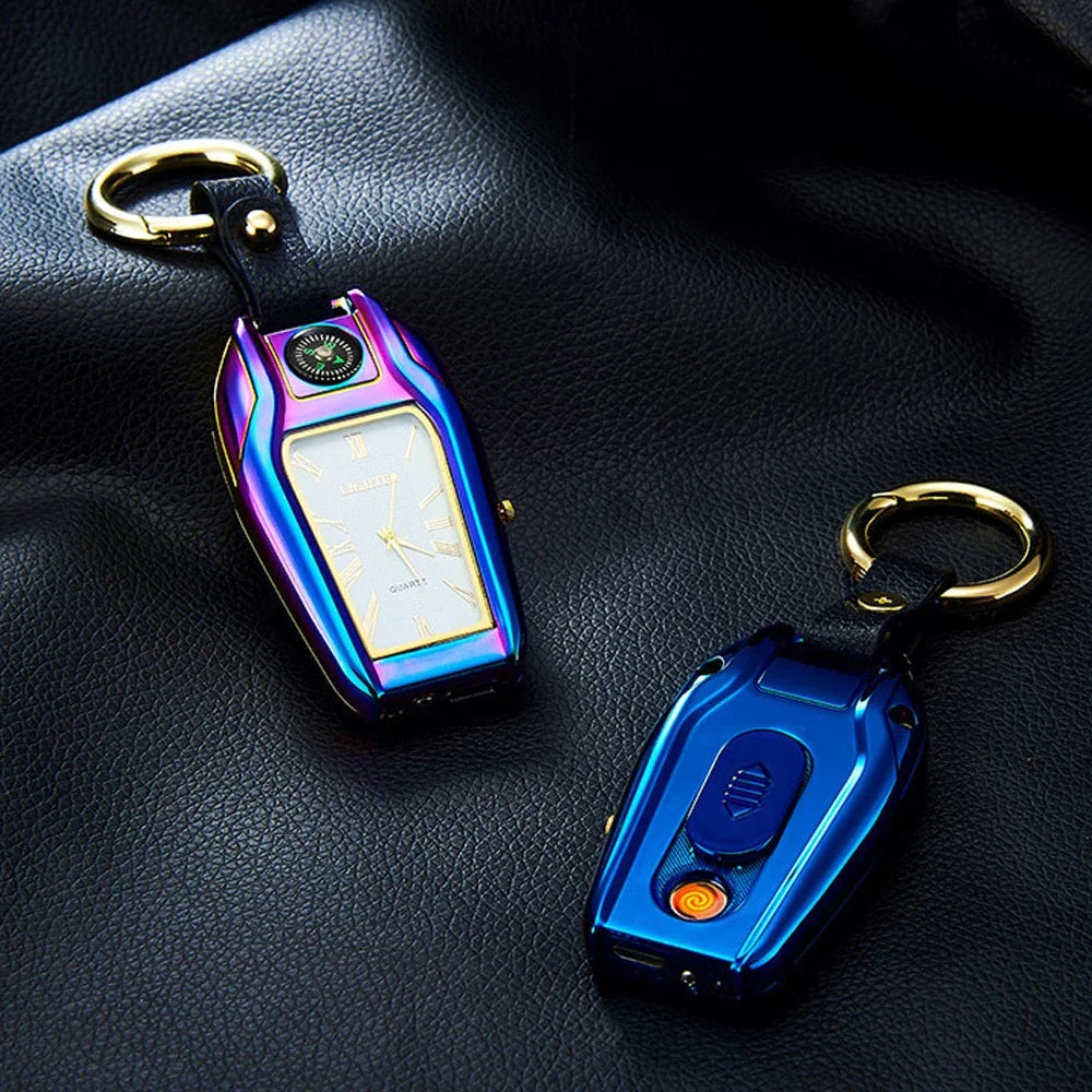 Outdoor Survival Keychain: Watch, Lighter & Compass