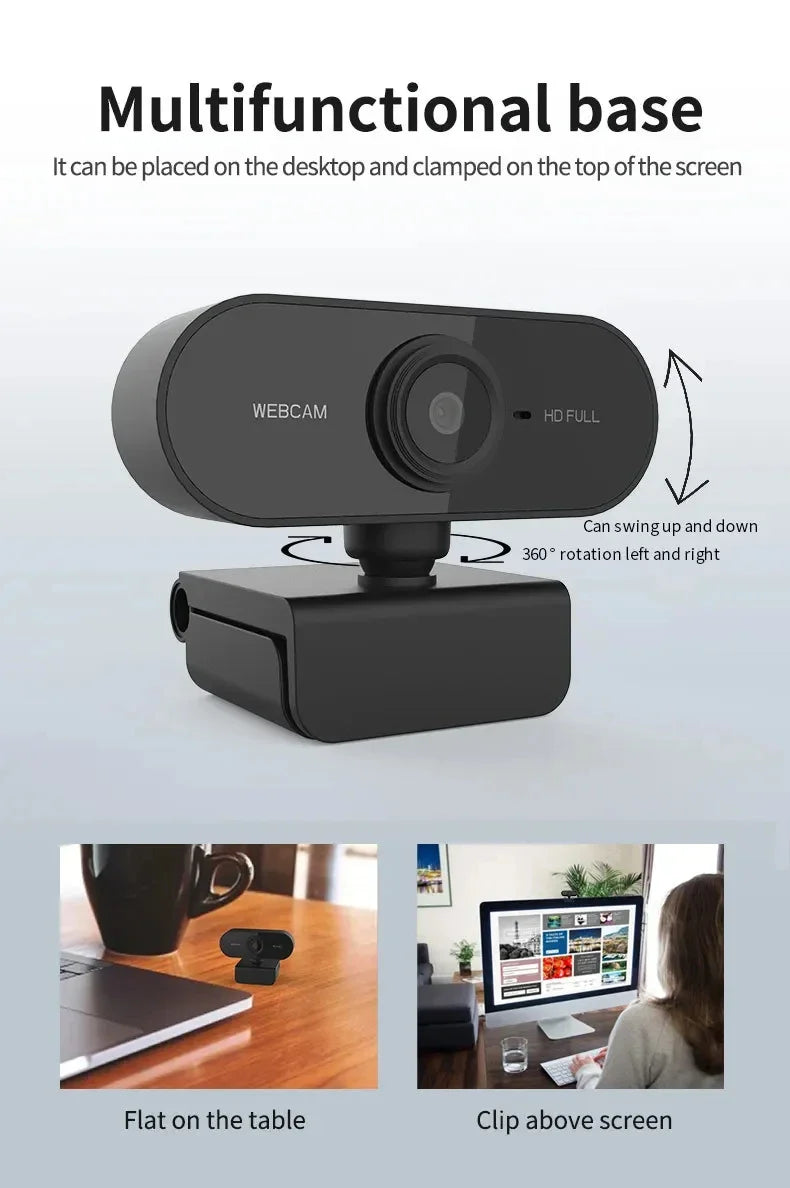 1080P HD USB Webcam with Built-in Microphone & Tripod