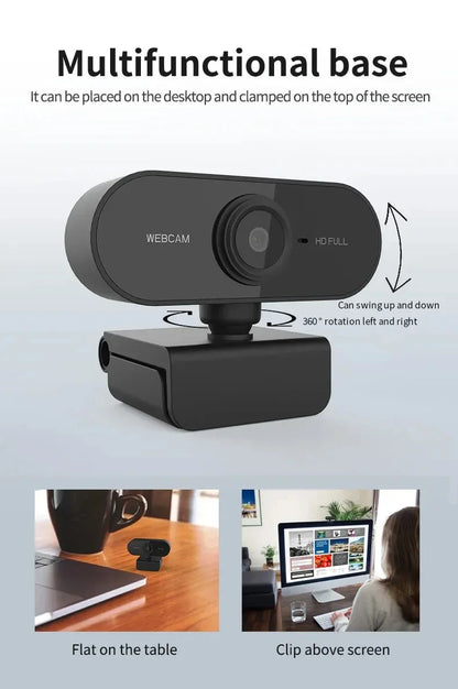 1080P HD USB Webcam with Built-in Microphone & Tripod