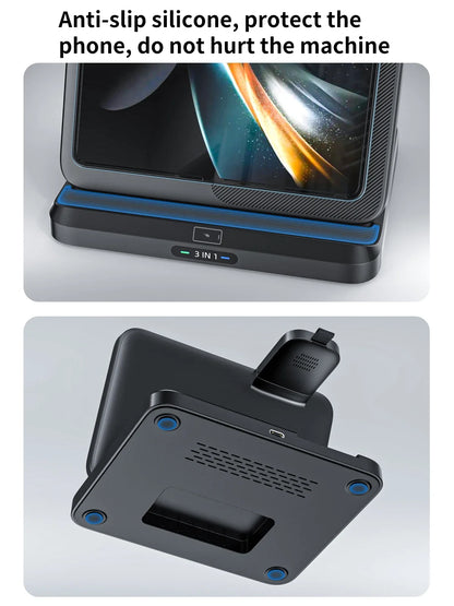 Foldable 3 in 1 Wireless Charging Dock for Mobile, Watch & Ear Buds