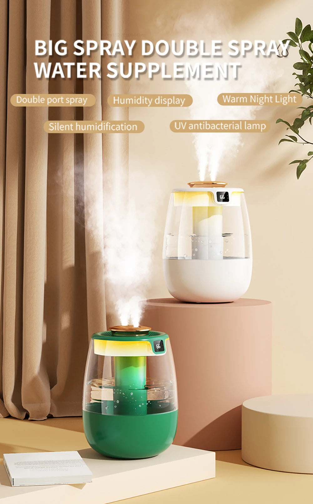 Professional Dual Mist Humidifier with Quiet Operation
