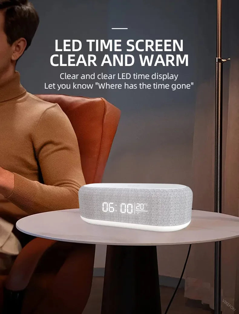3-in-1 Alarm Clock: Wireless Charger, Lamp & Thermometer