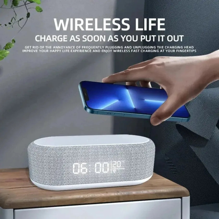 3-in-1 Alarm Clock: Wireless Charger, Lamp & Thermometer