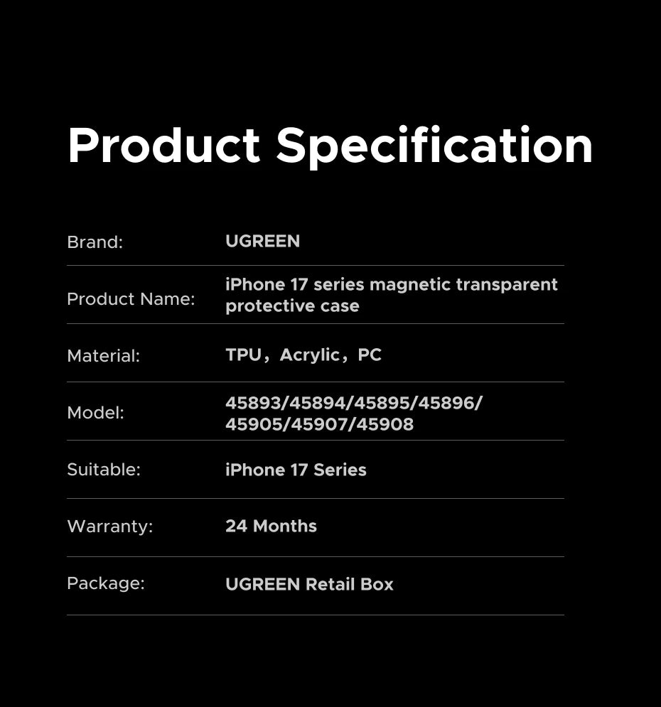 UGREEN Magnetic Shockproof Case for iPhone 17/16/15 Series