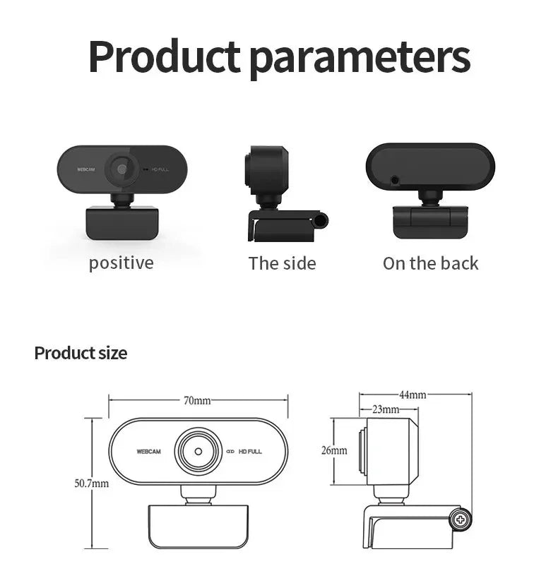 1080P HD USB Webcam with Built-in Microphone & Tripod