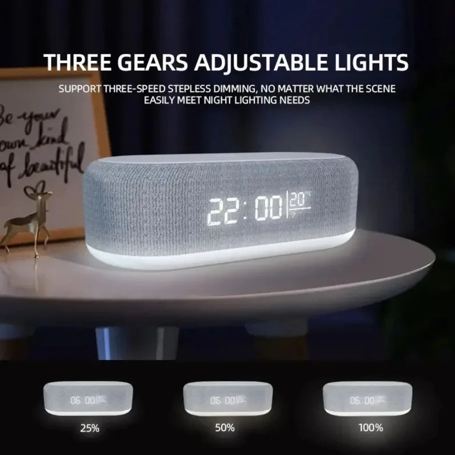 3-in-1 Alarm Clock: Wireless Charger, Lamp & Thermometer