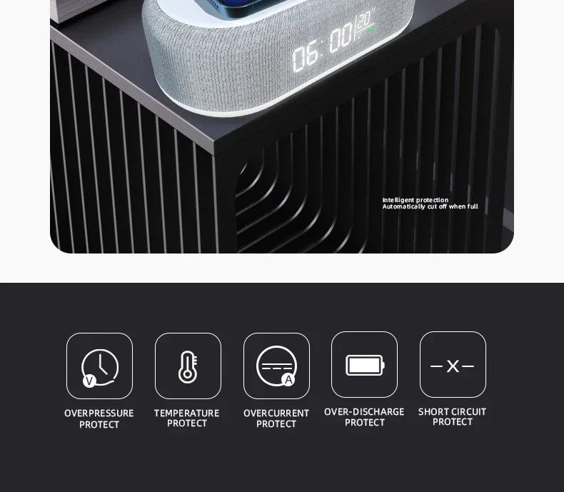 3-in-1 Alarm Clock: Wireless Charger, Lamp & Thermometer