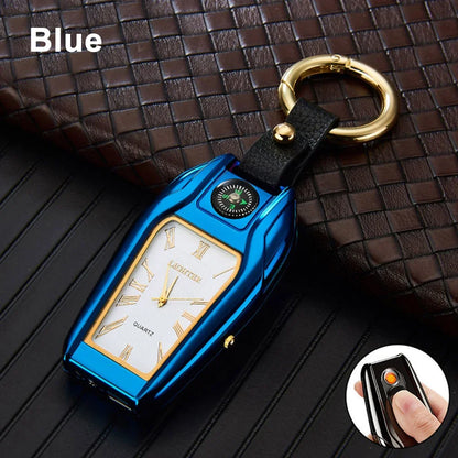 Outdoor Survival Keychain: Watch, Lighter & Compass