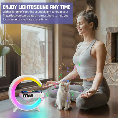 Multifunction RGB Speaker Alarm Clock & Wireless Charging Dock Station