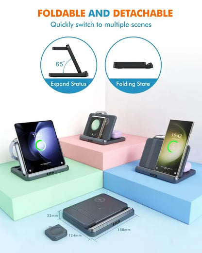 Foldable 3 in 1 Wireless Charging Dock for Mobile, Watch & Ear Buds