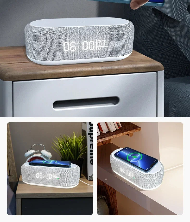3-in-1 Alarm Clock: Wireless Charger, Lamp & Thermometer
