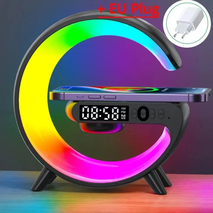Multifunction RGB Speaker Alarm Clock & Wireless Charging Dock Station