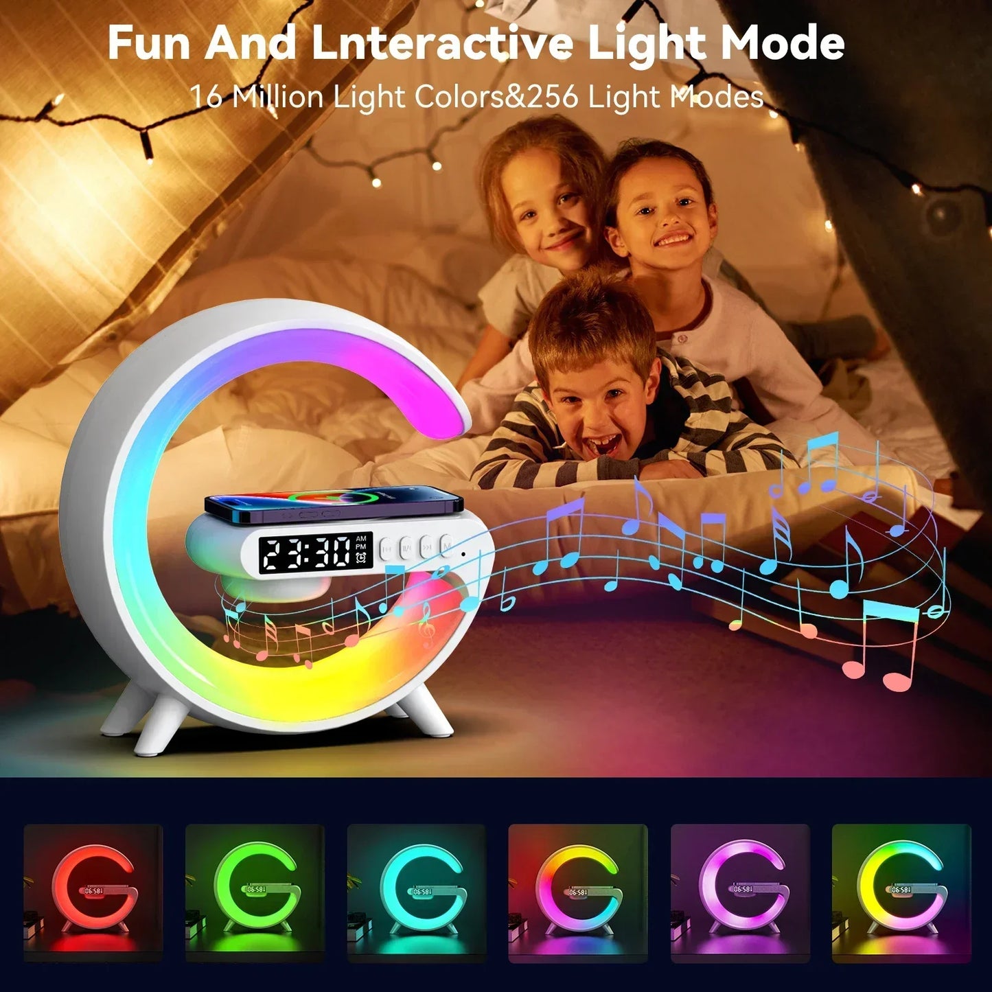 Multifunction RGB Speaker Alarm Clock & Wireless Charging Dock Station