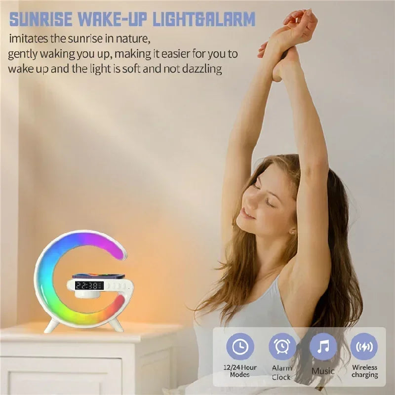 Multifunction RGB Speaker Alarm Clock & Wireless Charging Dock Station
