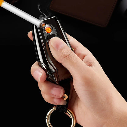 Outdoor Survival Keychain: Watch, Lighter & Compass