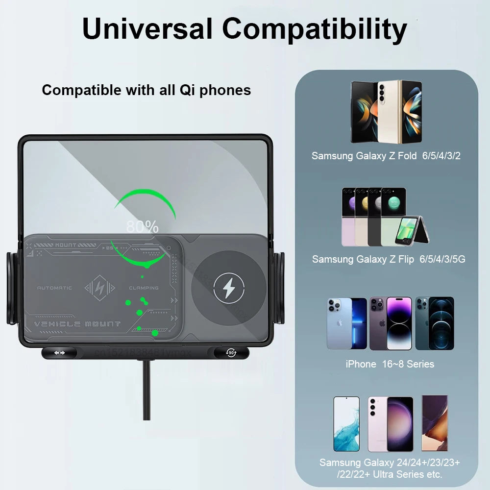 Fast Charging Car Holder Compatible with SAMSUNG (Z Fold, Flip) & IPHONE