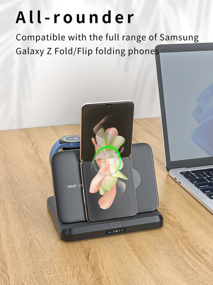 Foldable 3 in 1 Wireless Charging Dock for Mobile, Watch & Ear Buds