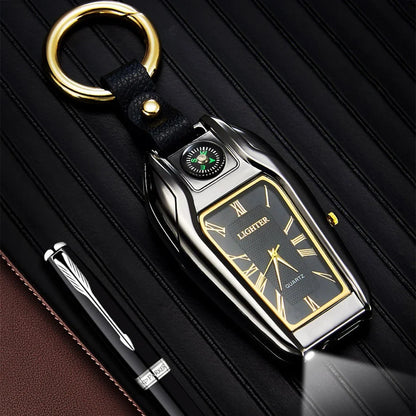 Outdoor Survival Keychain: Watch, Lighter & Compass