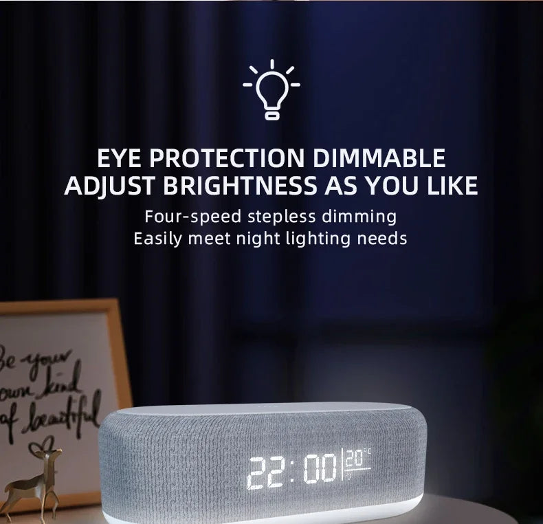 3-in-1 Alarm Clock: Wireless Charger, Lamp & Thermometer