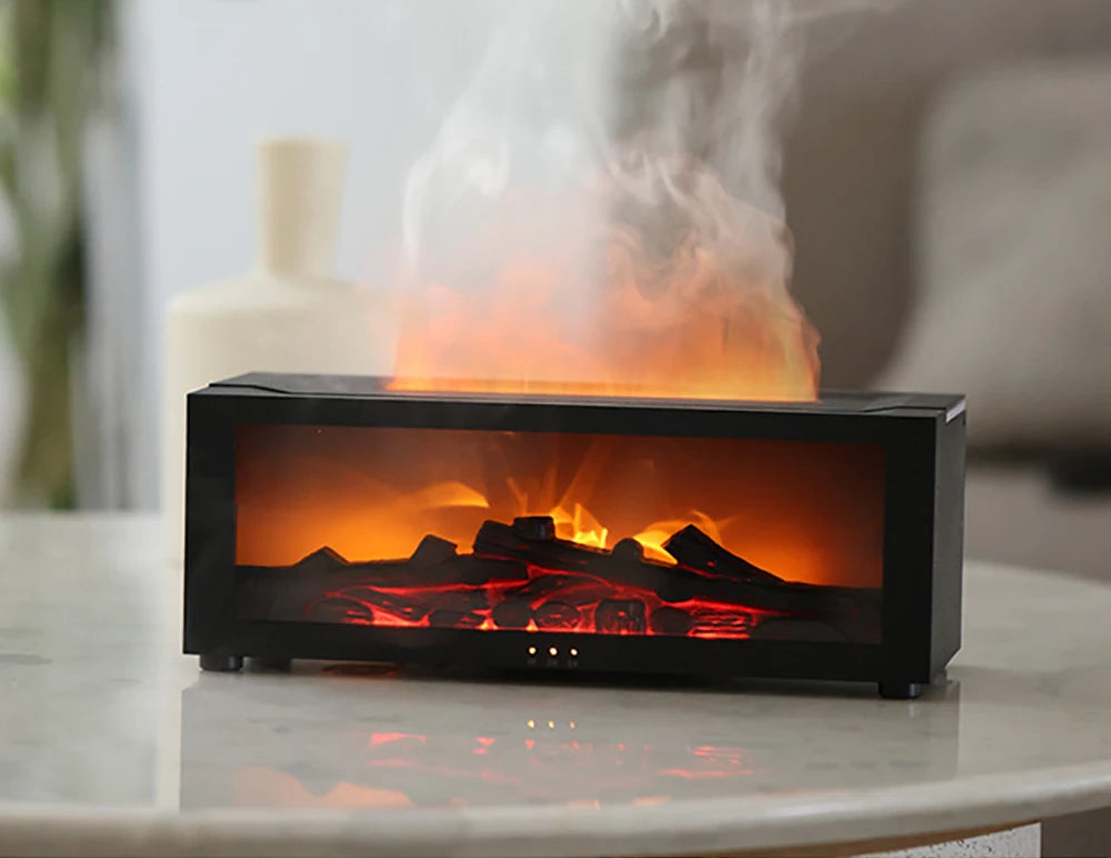 Essential Oil Humidifier - Flame Design with LED Light & Remote