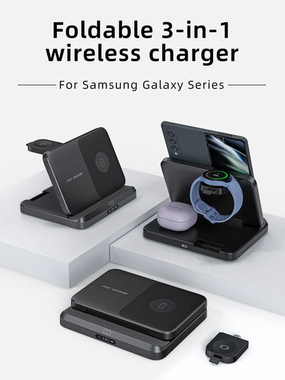 Foldable 3 in 1 Wireless Charging Dock for Mobile, Watch & Ear Buds