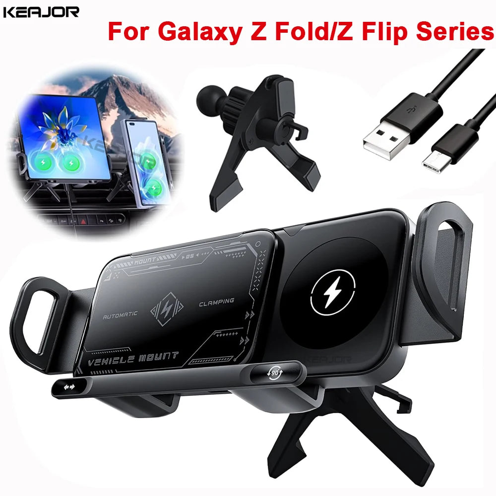 Fast Charging Car Holder Compatible with SAMSUNG (Z Fold, Flip) & IPHONE