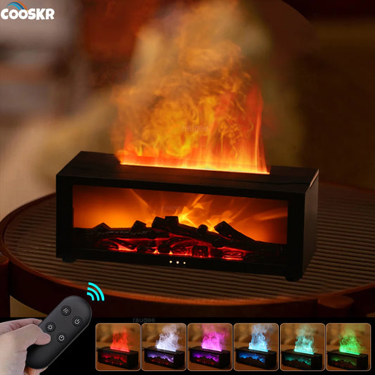 Essential Oil Humidifier - Flame Design with LED Light & Remote