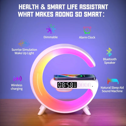 Multifunction RGB Speaker Alarm Clock & Wireless Charging Dock Station