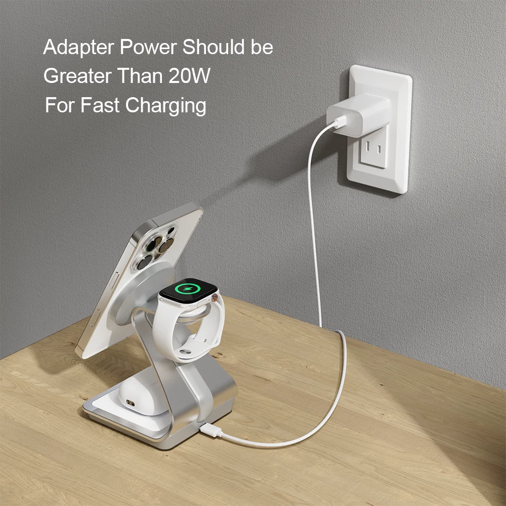 BONOLA 3-in-1 Magnetic Charger for Smart Phone, Watch & AirPods