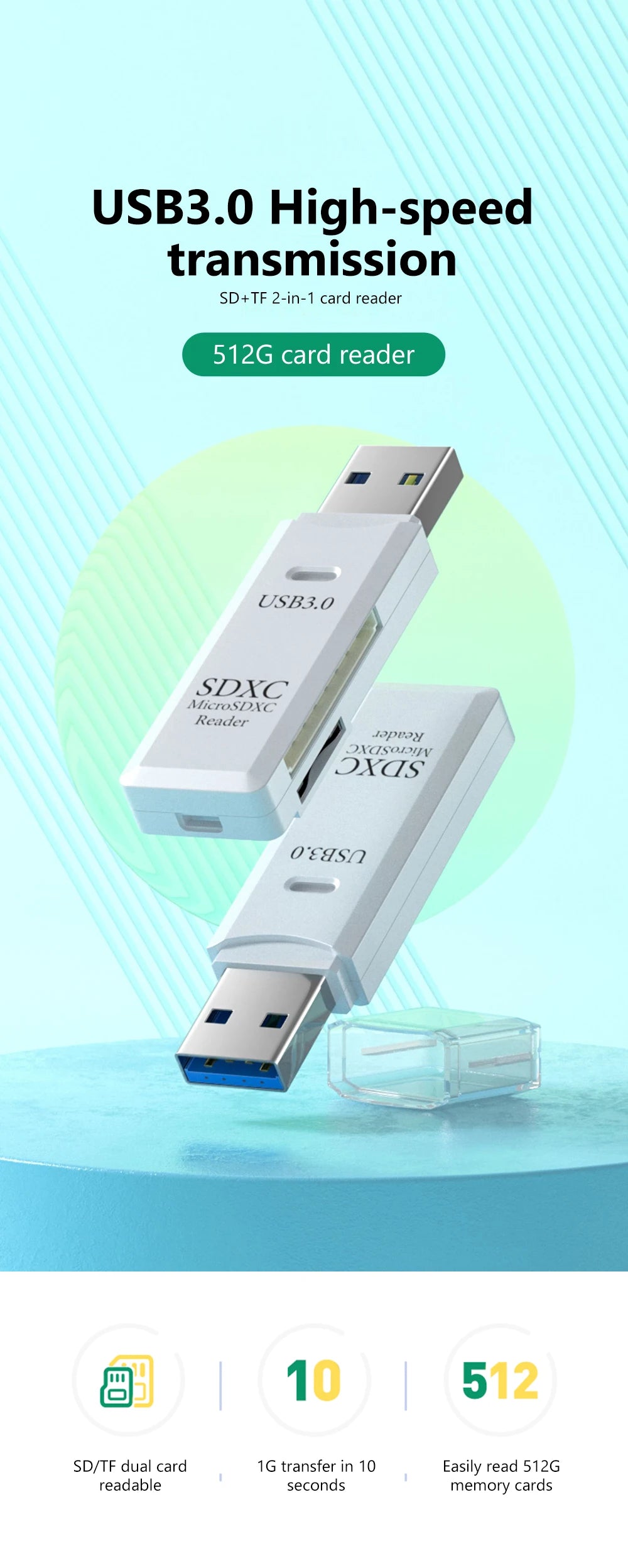 High Speed USB 3.0 SD & MicroSD Memory Card Reader