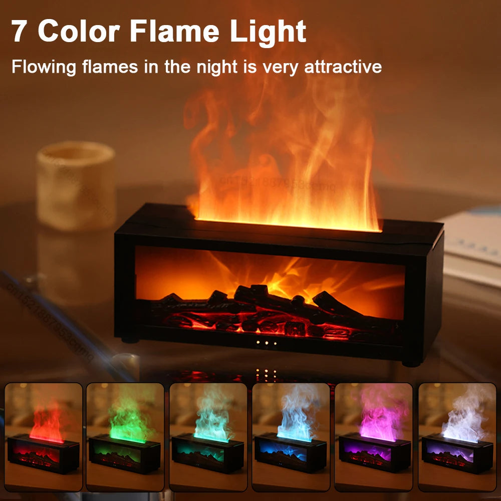 Essential Oil Humidifier - Flame Design with LED Light & Remote