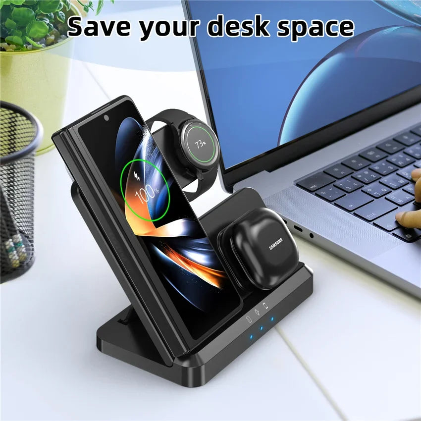 100W 3-in-1 Fast Wireless Charger with Adapter for Samsung  IPhone